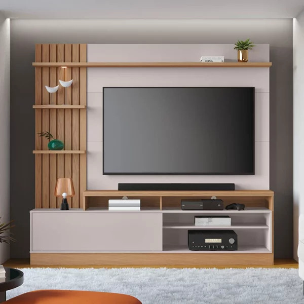 Home Theater para TV até 65 Pol. Maceió Freijó/Off White - Lidecor