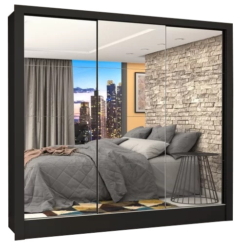 Guarda-Roupa Veneza/Clara Premium(3 Portas espelhadas) 1,855 m