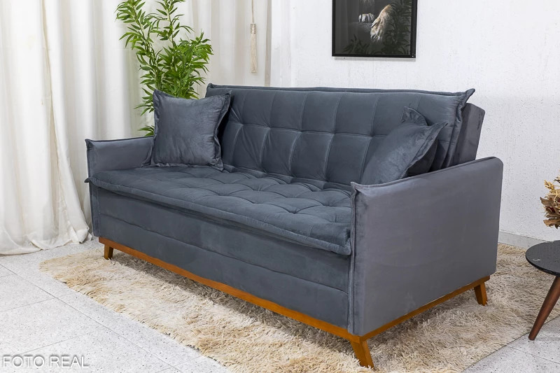 maison lulu pinot Isabel hood グレー　litmus Sofá Cama Lotus larg. 1.93m Molas Bonnel Veludo Cinza 20 - Lidecor