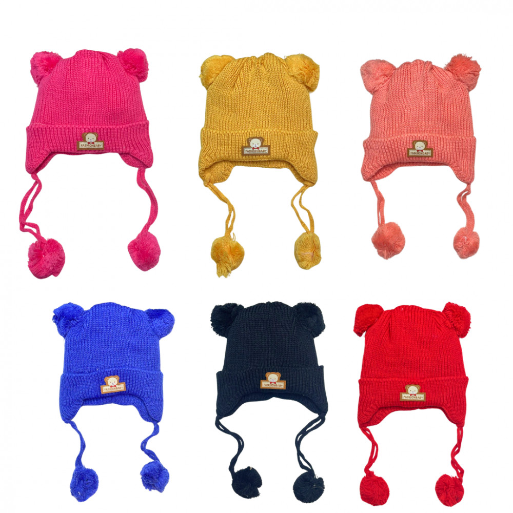Touca Infantil Pompom Forrada Tricot Inverno Pack Com 12 UN Ref 5299 touca-infantil-pompom-forrada-tricot-inverno-pack-com-12-un-ref-5299