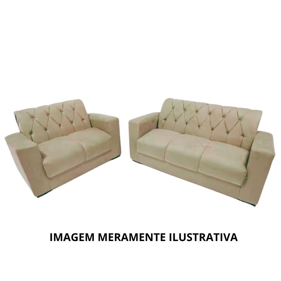 Conjunto de Sofás 3x2 Lugares Sergipe Baflex Marrom Disba Móveis e