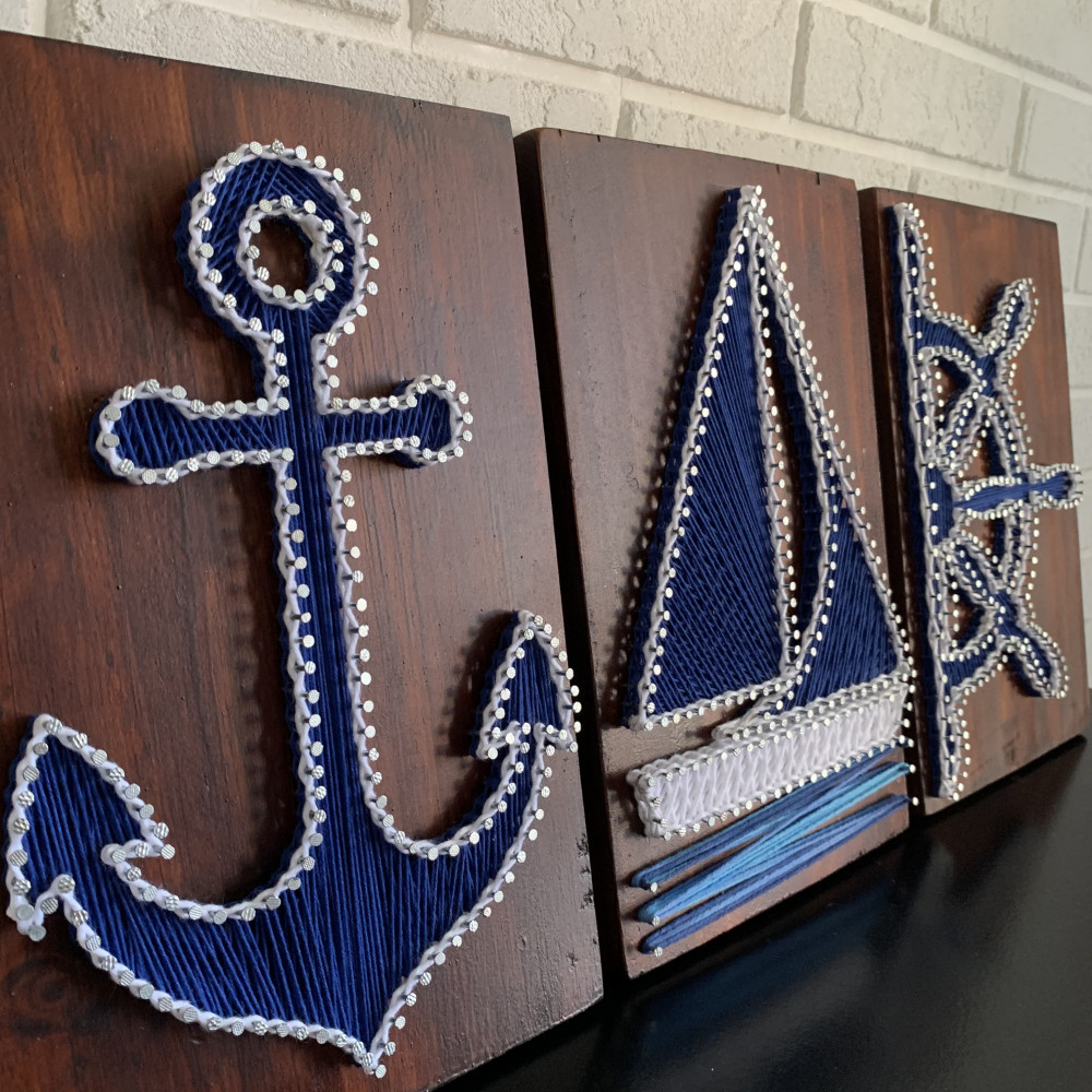 Trio Náutico String Art - Oficina Criativa