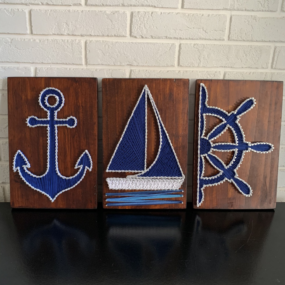 Trio Náutico String Art - Oficina Criativa