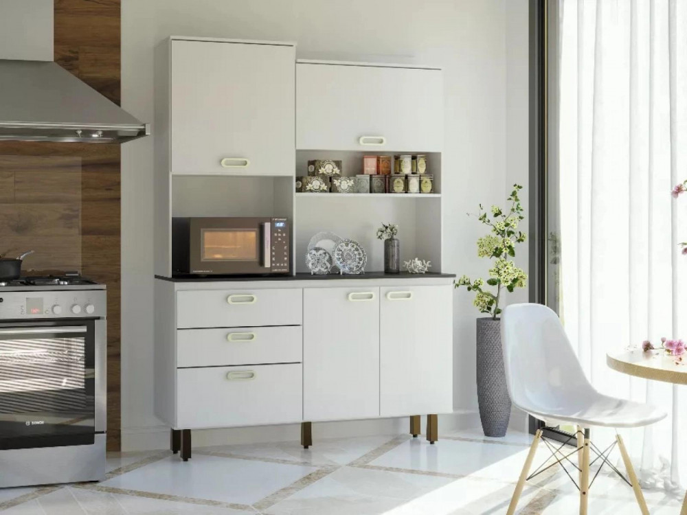 Kit Cozinha Ravena - 7039 Branco - Móveis Modelo