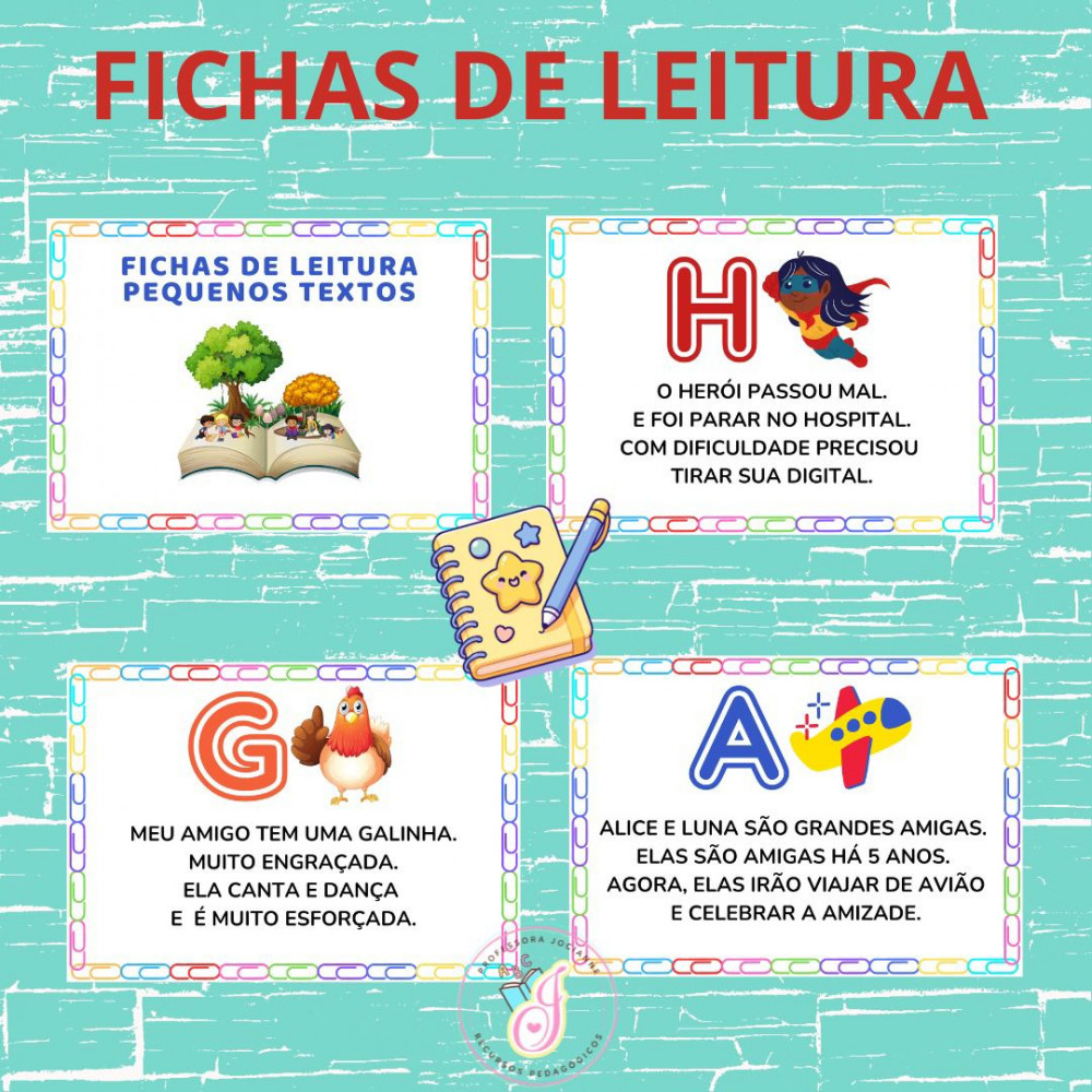 Fichas de Leitura de Pequenos Texto - Professora Jocianne