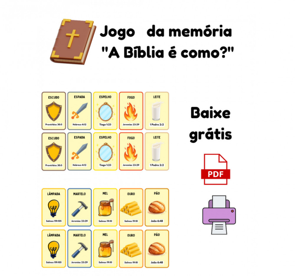 Jogo da Memória - A Bíblia é como - Ministério infantil