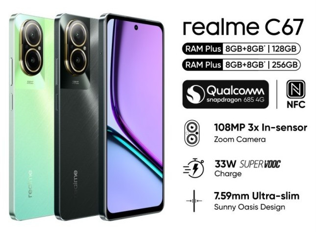 Realme C67 4G - 256GB 8RAM - Versão Global Preto (Black) - Frag Store