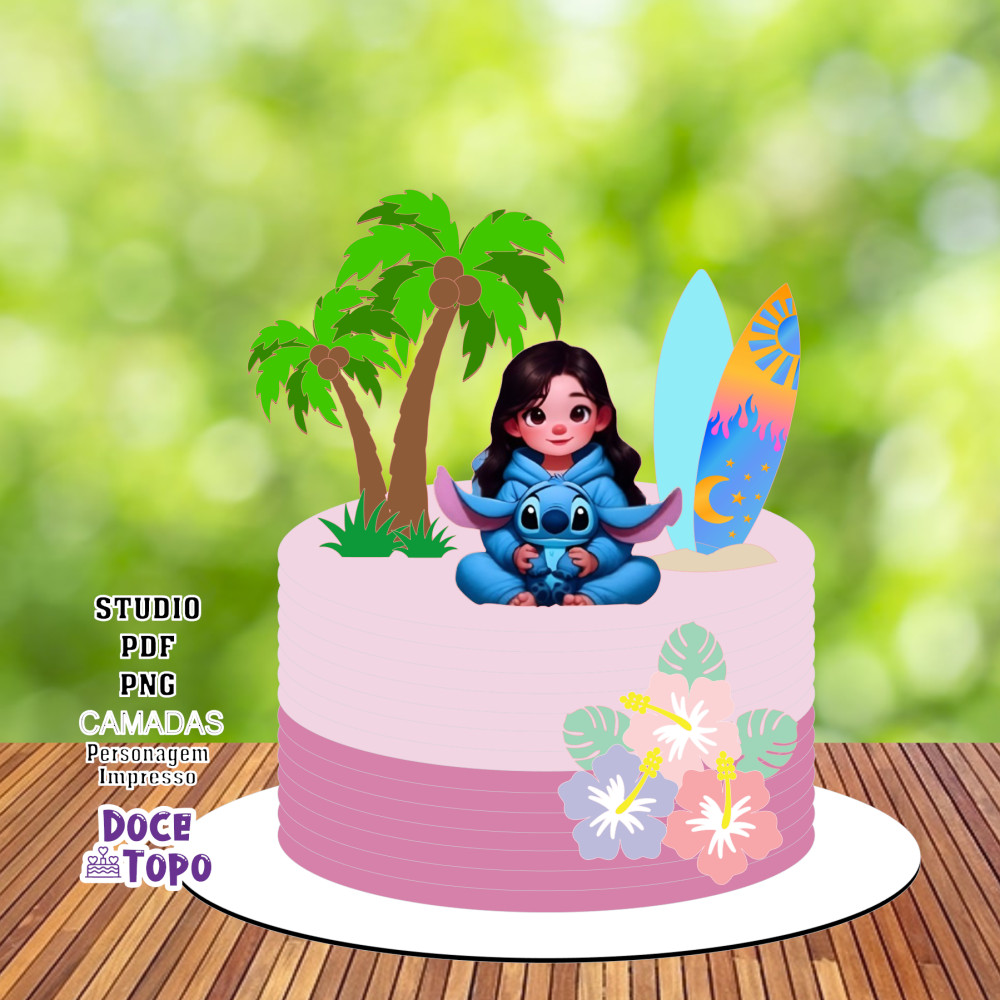 Topo de Bolo Lilo e Stitch 02 Studio/PDF/PNG - Doce Topo