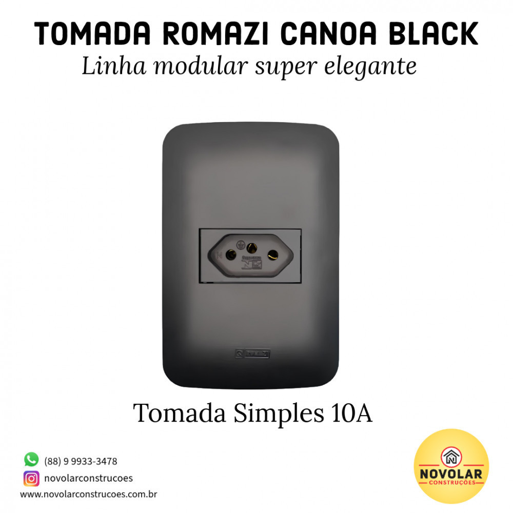 Tomada Simples 10A Canoa Black
