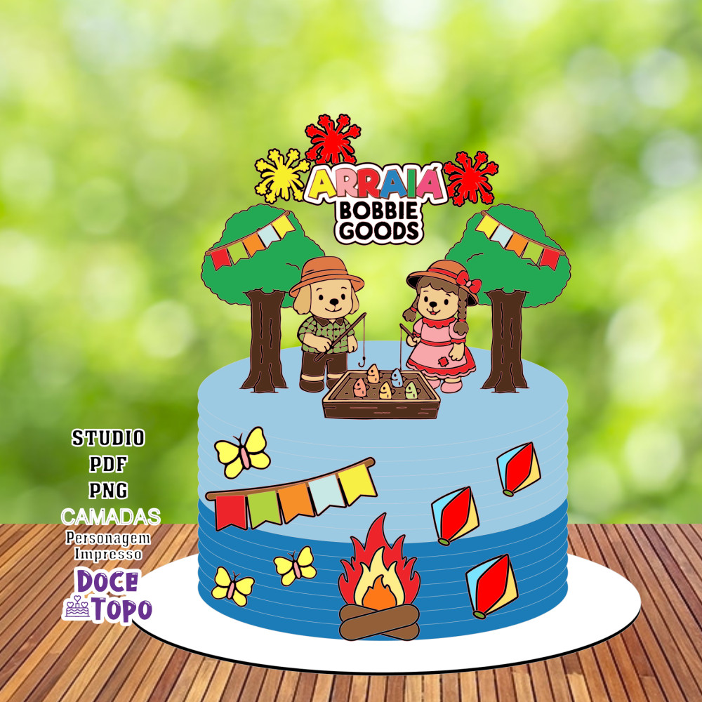 Topo de Bolo Bobbie Goods Arraiá Studio/PDF/PNG - Doce Topo