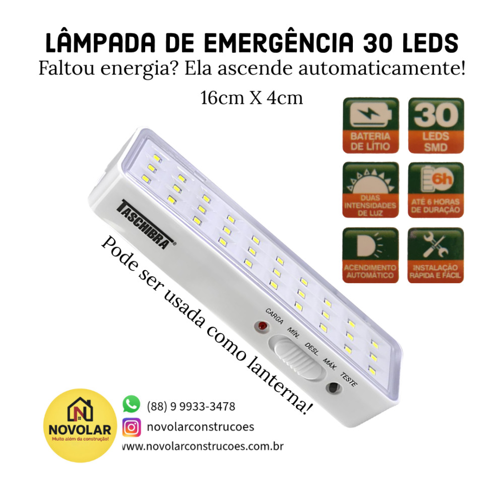Lâmpada de Emergência - 30 leds