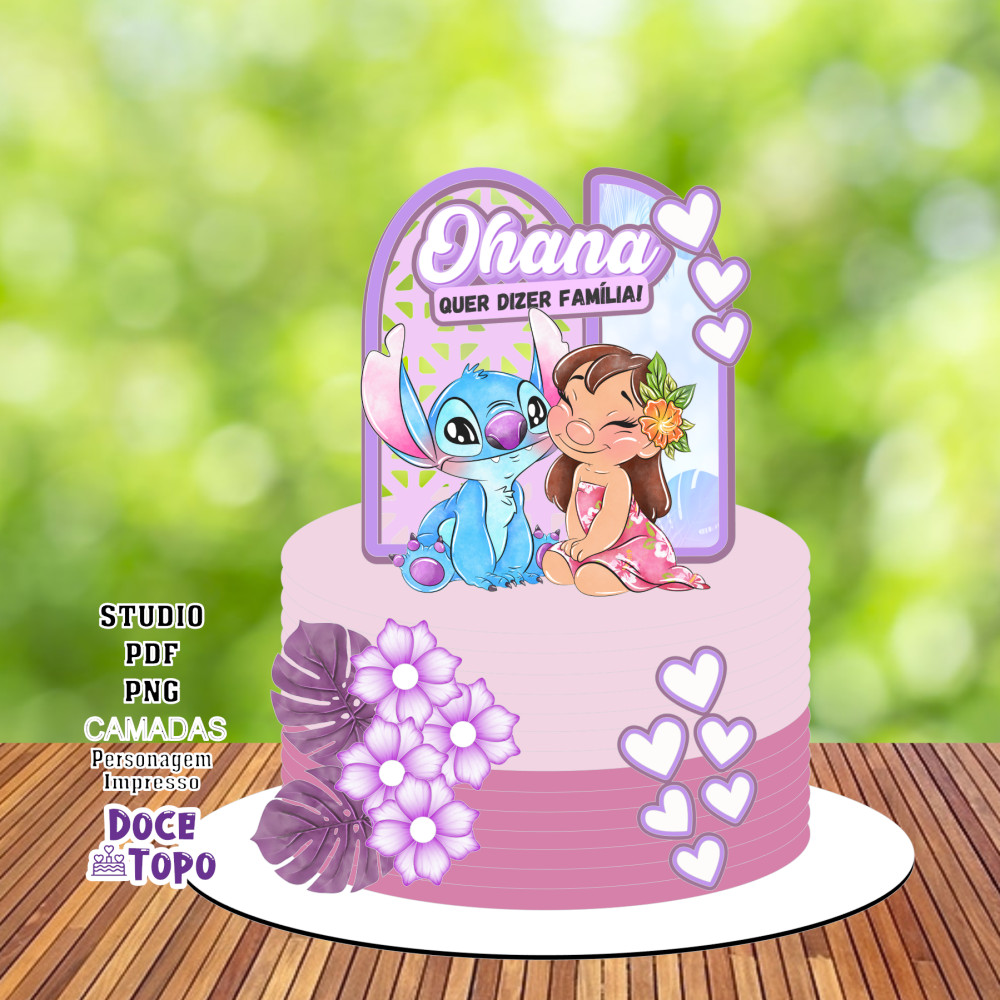 Topo de Bolo Lilo e Stitch 05 Studio/PDF/PNG - Doce Topo