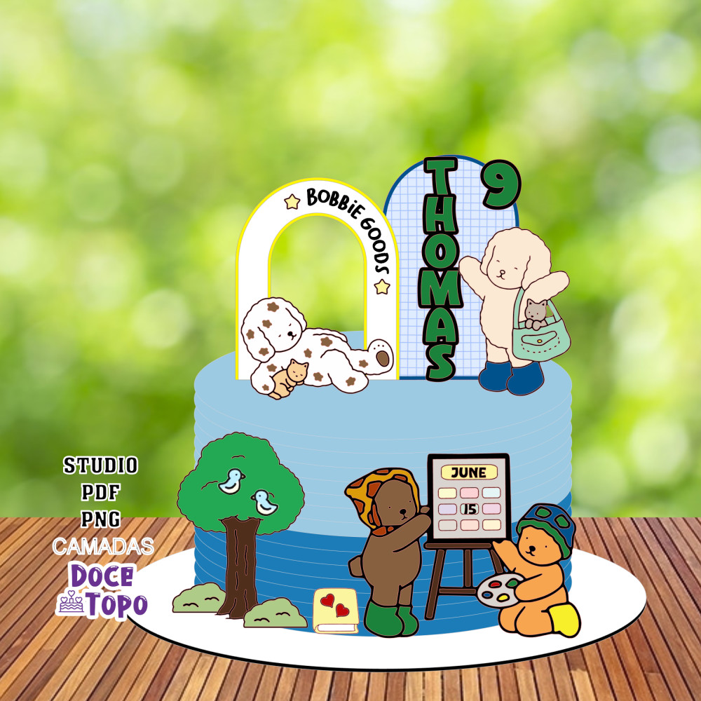 Topo de Bolo Bobbie Goods 05 Studio/PDF/PNG - Doce Topo