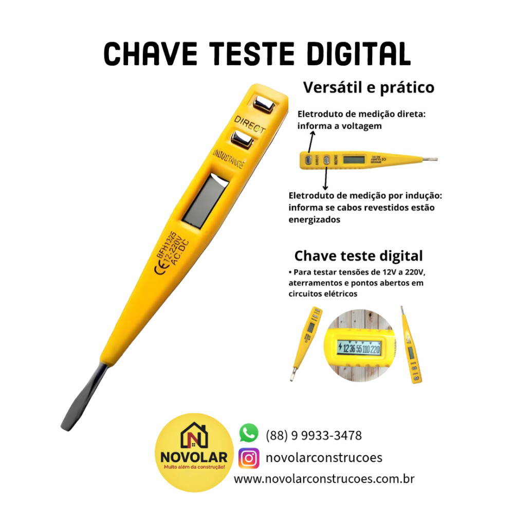 Chave Teste Digital AC/D 12v - 220v