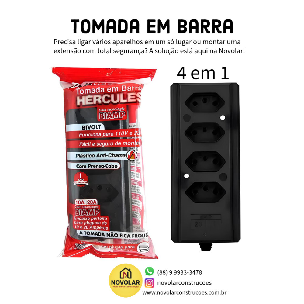 Tomada em barra - 4 em 1