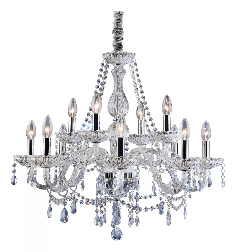 Lustre 12 Braços Cristal K9 Legítimo Clássico Maria Thereza ...