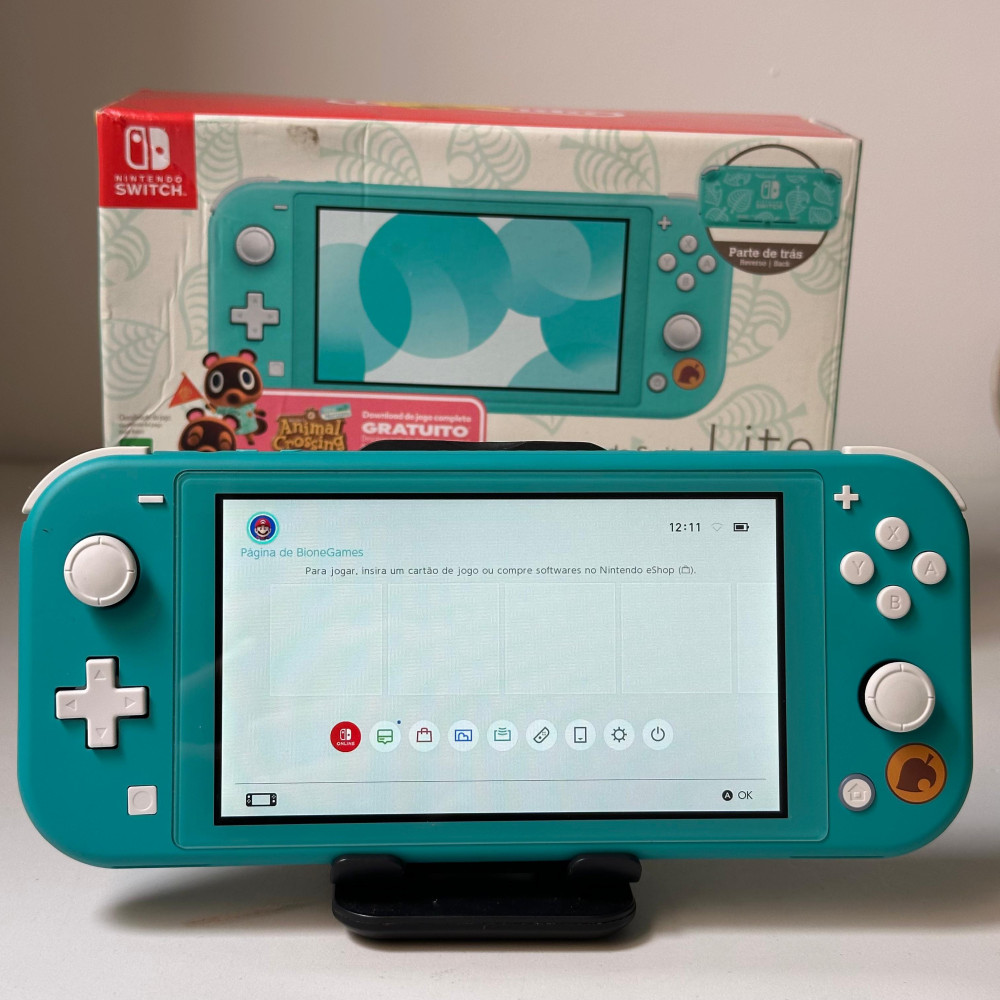 Nintendo Switch Lite Edição Animal Crossing Turquesa Usado - Bione