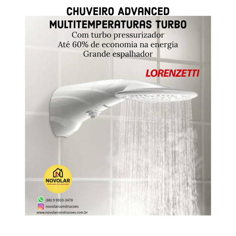 Ducha (Chuveiro) Advanced Multitemperaturas Turbo Lorenzetti