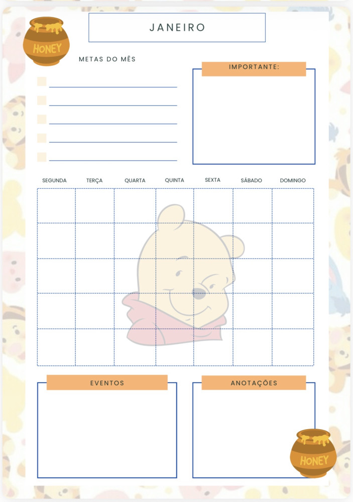 PLANNER POOH E SEUS AMIGOS* 2026 - Professora Jocianne