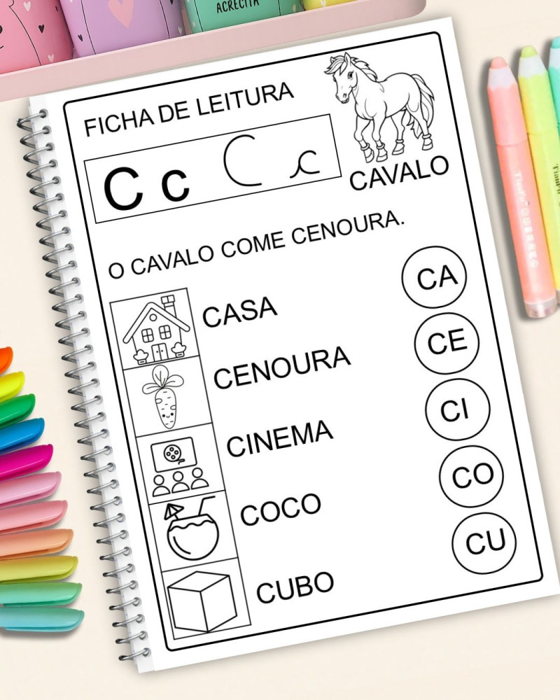 📚 Caderno de Leitura – Fichas Silábicas (A a Z) - Professora Jocianne