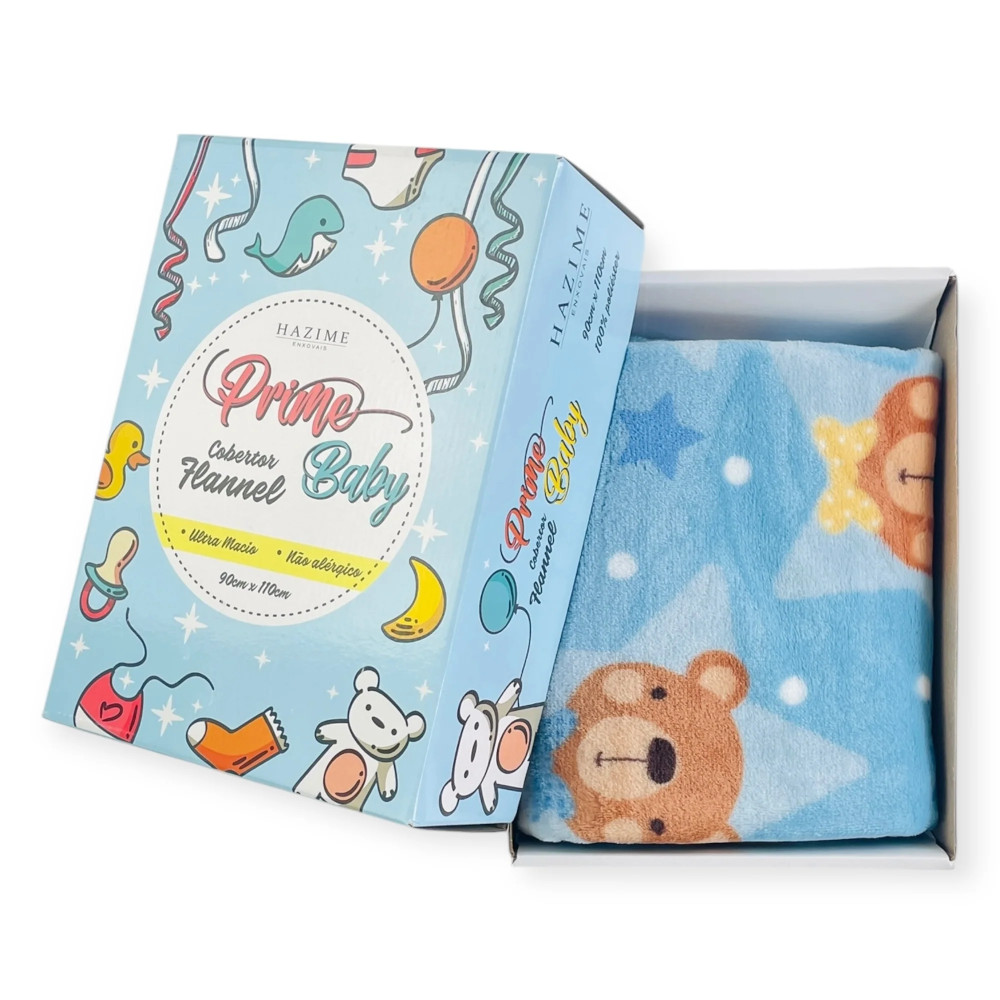 Cobertor Flannel Prime Baby Hazime (Ref:1421) Menino - Nova Atacado