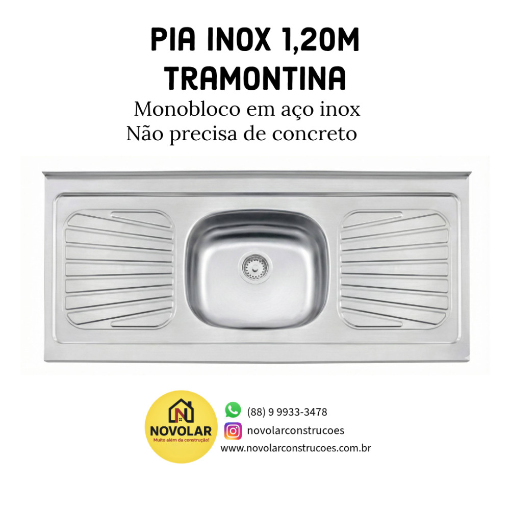 Pia Inox Tramontina 1,20m