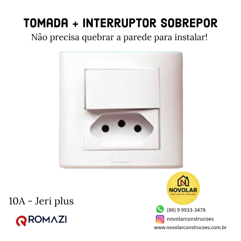 Tomada 10A + Interruptor Sobrepor - Externa