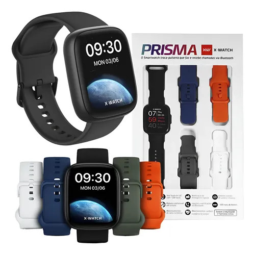 Smartwatch X-Watch Prisma Preto 5 Pulseiras - Ótica e Relojoaria