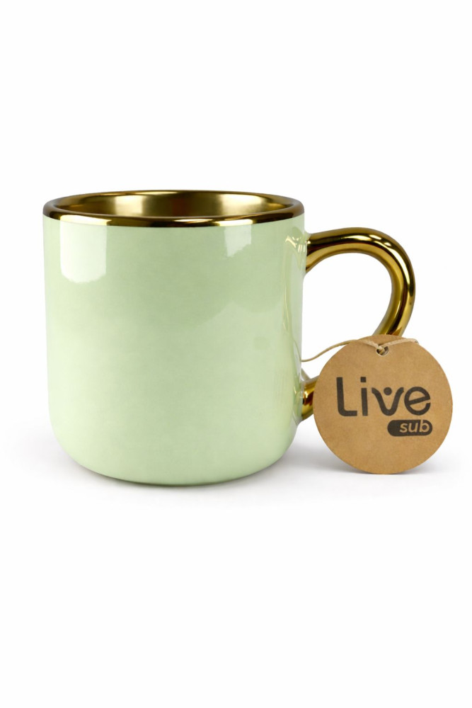 Caneca Cerâmica 400ml Imperial Borda e Alça Ouro Live - P