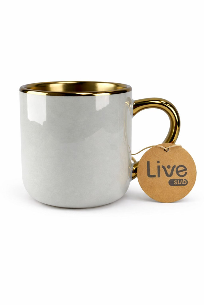 Caneca Cerâmica 400ml Imperial Borda e Alça Ouro Live - P