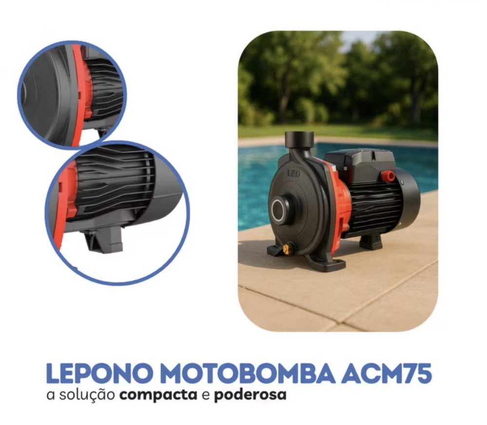 Bomba Centrifuga Lepono ACM75 1 CV Monofásica 220V - TF Transformotores ...