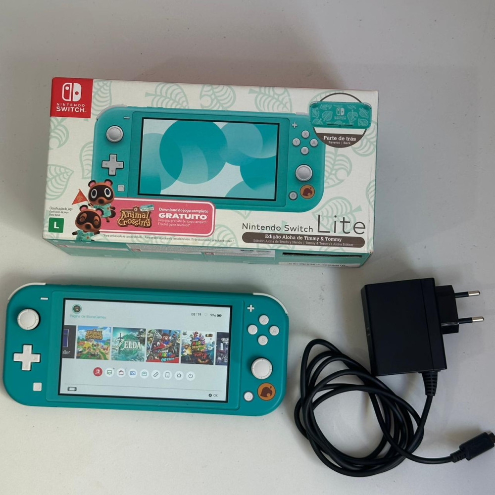 Nintendo Switch Lite Animal Crossing Turquesa Desbloqueado 256gb