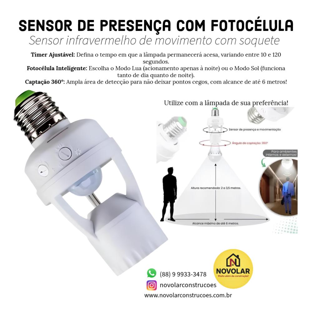 Sensor de Presença com Fotocélula (Soquete)